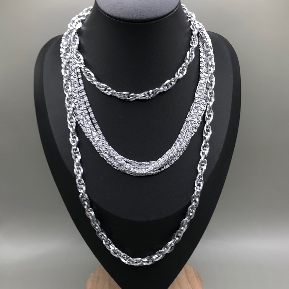 Vintage Sarah Coventry Chain Necklaces Bundle Lot 2 Light Silver Tone-Timeless